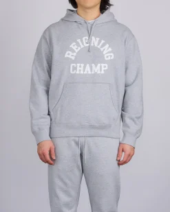 Fashion Reigning Champ Midweight Arch Logo Hoodie Heather Grey