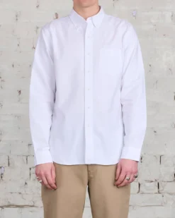 Sale Reigning Champ Windsor Long Sleeve Oxford Button Shirt White