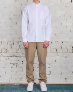 Sale Reigning Champ Windsor Long Sleeve Oxford Button Shirt White