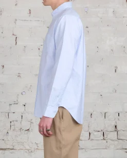 Best Reigning Champ Windsor Long Sleeve Oxford Button Shirt White Blue