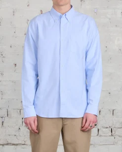 Sale Reigning Champ Windsor Long Sleeve Oxford Button Shirt Light Blue