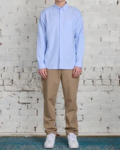 Sale Reigning Champ Windsor Long Sleeve Oxford Button Shirt Light Blue