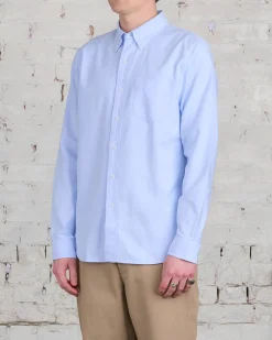 Sale Reigning Champ Windsor Long Sleeve Oxford Button Shirt Light Blue