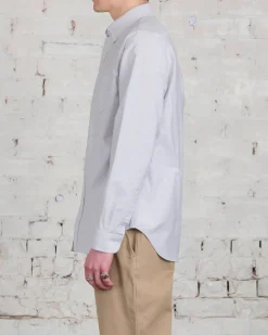 Hot Reigning Champ Windsor Long Sleeve Oxford Button Shirt Light Grey