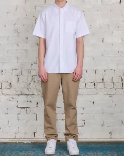 Outlet Reigning Champ Windsor Short Sleeve Oxford Button Shirt White