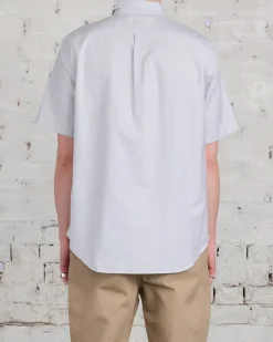 New Reigning Champ Windsor Short Sleeve Oxford Button Shirt Light Grey