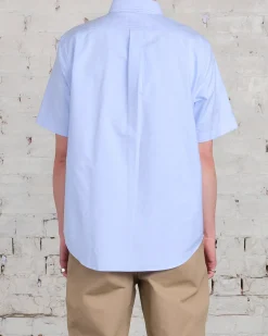 New Reigning Champ Windsor Short Sleeve Oxford Button Shirt Light Blue