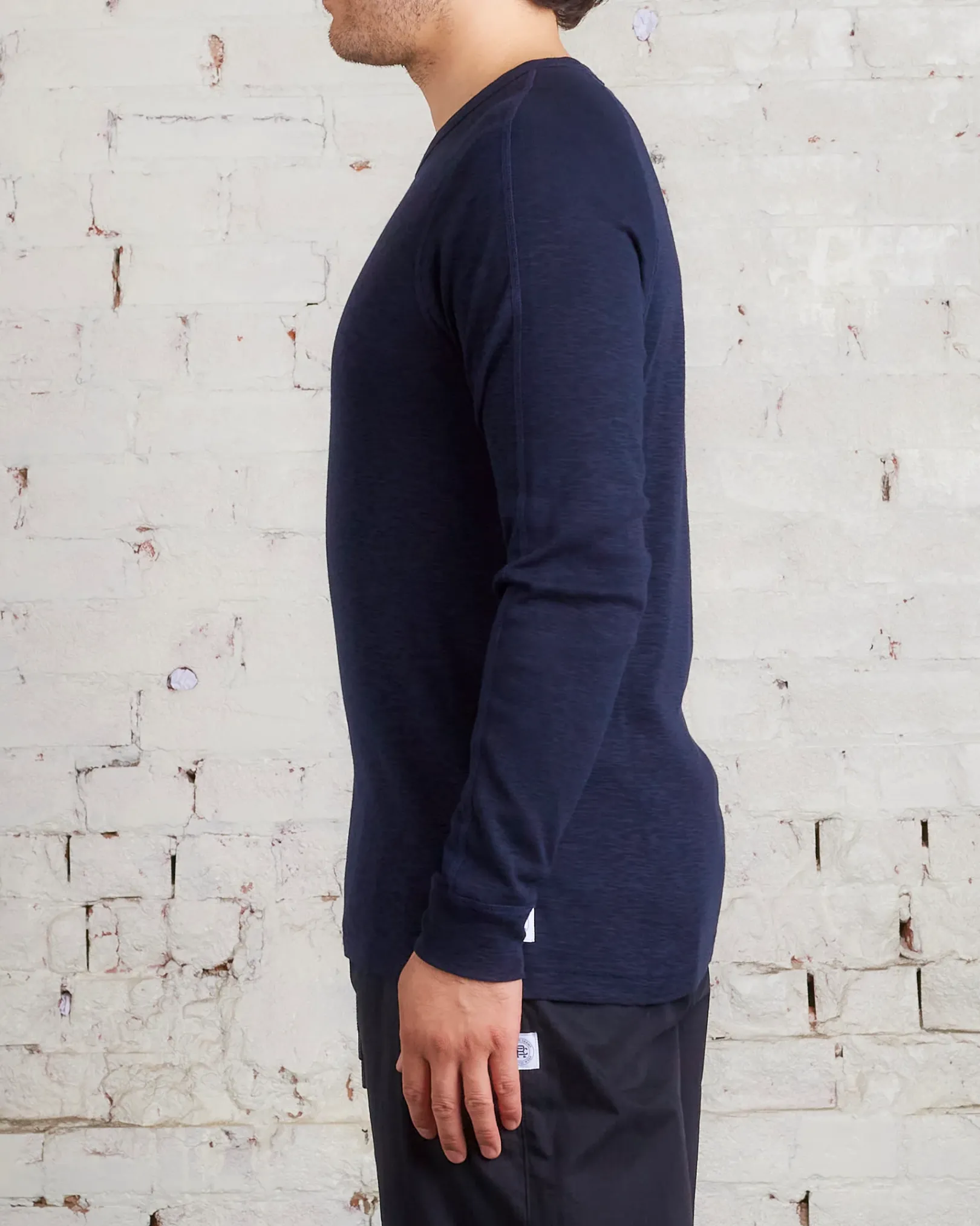 Hot Reigning Champ 1x1 Slub Knit Long Sleeve T-Shirt Navy