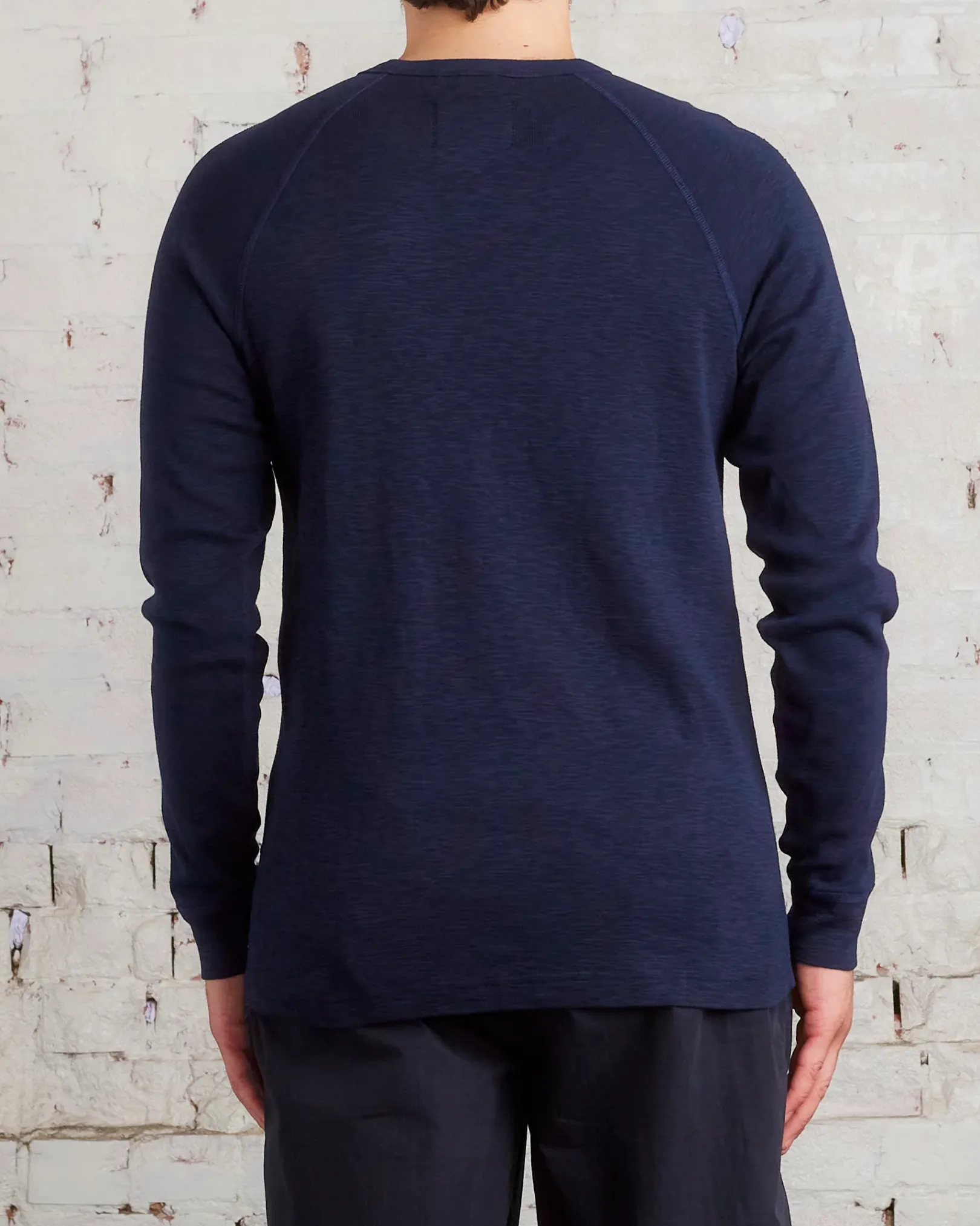 Hot Reigning Champ 1x1 Slub Knit Long Sleeve T-Shirt Navy