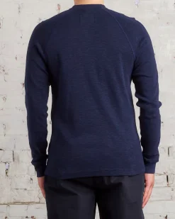 Fashion Reigning Champ 1x1 Slub Knit Long Sleeve Henley Navy