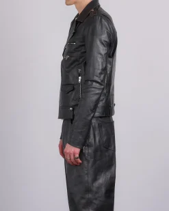 Fashion Rick Owens Bauhaus Stooges Jacket Tamponato Leather Black