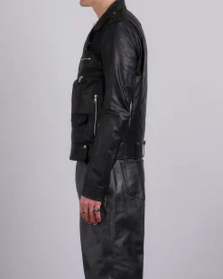 Clearance Rick Owens Main Collection Rick Owens Bauhaus Stooges Jacket Sugar Leather Black