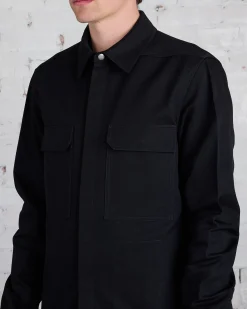 Sale Rick Owens Bonotto Cropped Workshirt Terrain Cotton Black