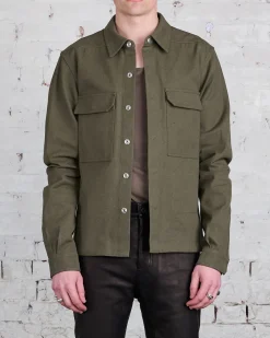 Outlet Rick Owens Bonotto Cropped Outershirt CTW Olive Drab