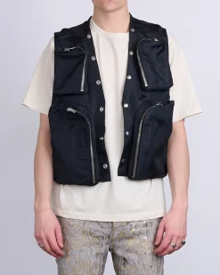 Fashion Rick Owens Cargo Vest Silk Gazar Black