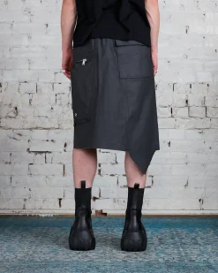Outlet Rick Owens Dracca Skirt Chalk Stretch Denim Black