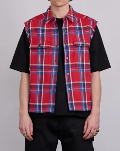 Clearance DRKSHDW Rick Owens MIJ Crop Outershrt SL Brshd Red Pld