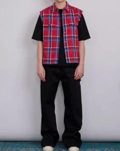 Clearance DRKSHDW Rick Owens MIJ Crop Outershrt SL Brshd Red Pld