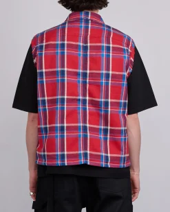 Clearance DRKSHDW Rick Owens MIJ Crop Outershrt SL Brshd Red Pld