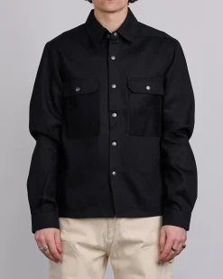 New Rick Owens DRKSHDW MIJ Crop Outershirt 12oz Denim Blk
