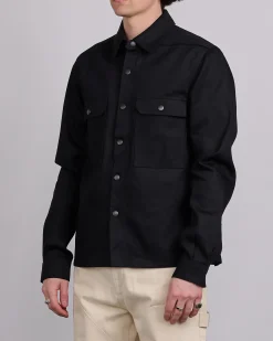 New Rick Owens DRKSHDW MIJ Crop Outershirt 12oz Denim Blk