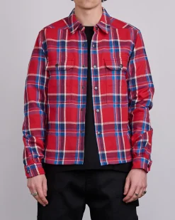 Online DRKSHDW Rick Owens MIJ Crop Outershirt Brushed Red Plaid