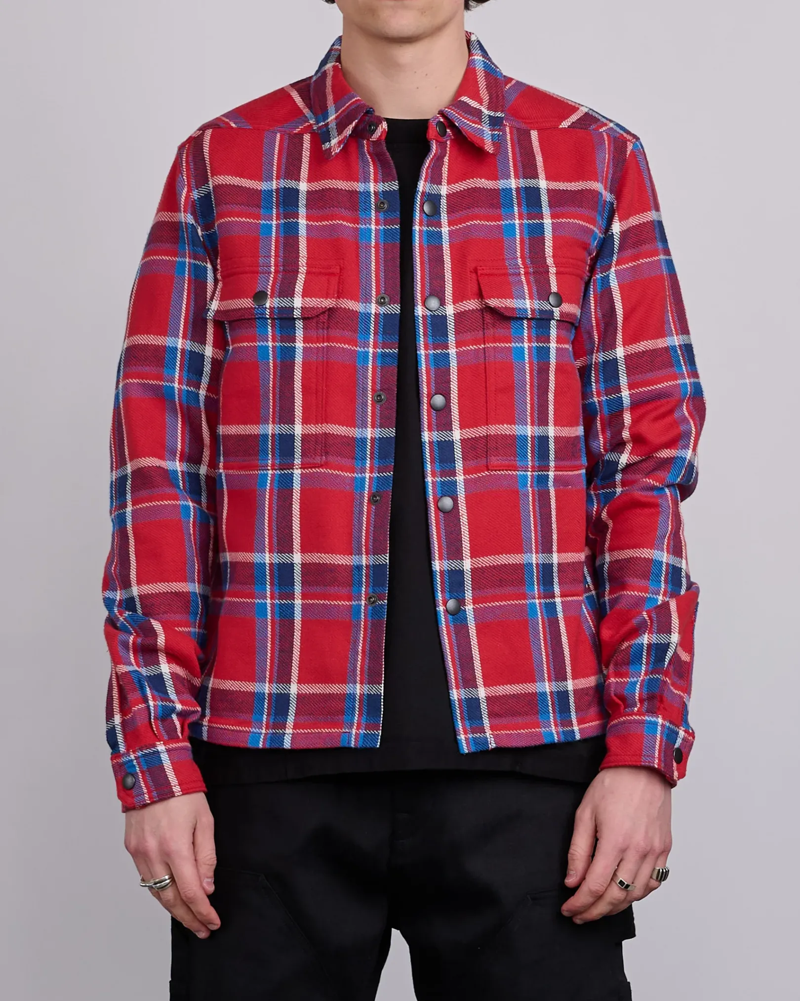 Online DRKSHDW Rick Owens MIJ Crop Outershirt Brushed Red Plaid
