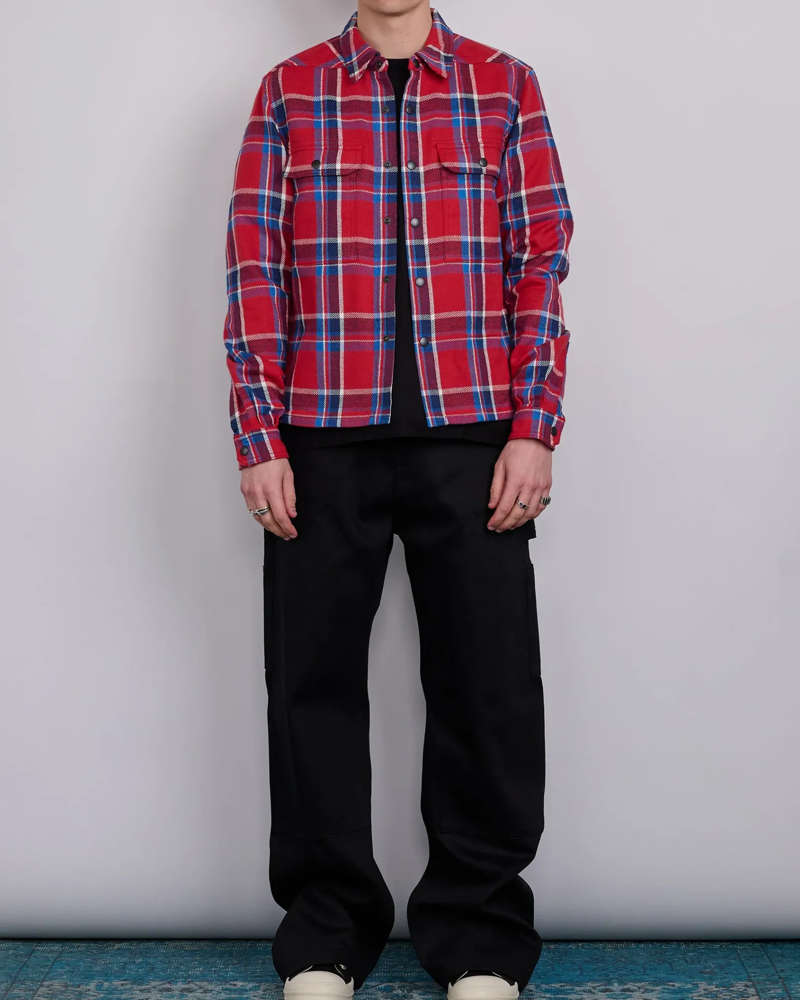 Online DRKSHDW Rick Owens MIJ Crop Outershirt Brushed Red Plaid