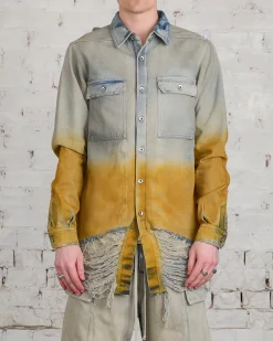 Online DRKSHDW Rick Owens Outershirt 13oz Denim Sky/Orange Degrade