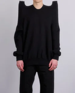 New DRKSHDW Rick Owens Tecsweat Crew Felpa Fleece Black