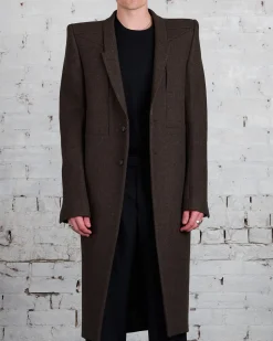 Best Rick Owens Fogpocket Neue Coat Loden Felt Wool Brown