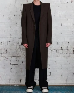 Best Rick Owens Fogpocket Neue Coat Loden Felt Wool Brown