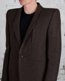 Best Rick Owens Fogpocket Neue Coat Loden Felt Wool Brown