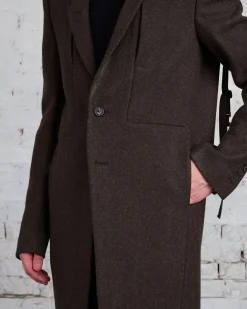 Best Rick Owens Fogpocket Neue Coat Loden Felt Wool Brown