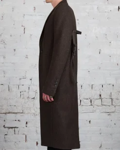 Best Rick Owens Fogpocket Neue Coat Loden Felt Wool Brown