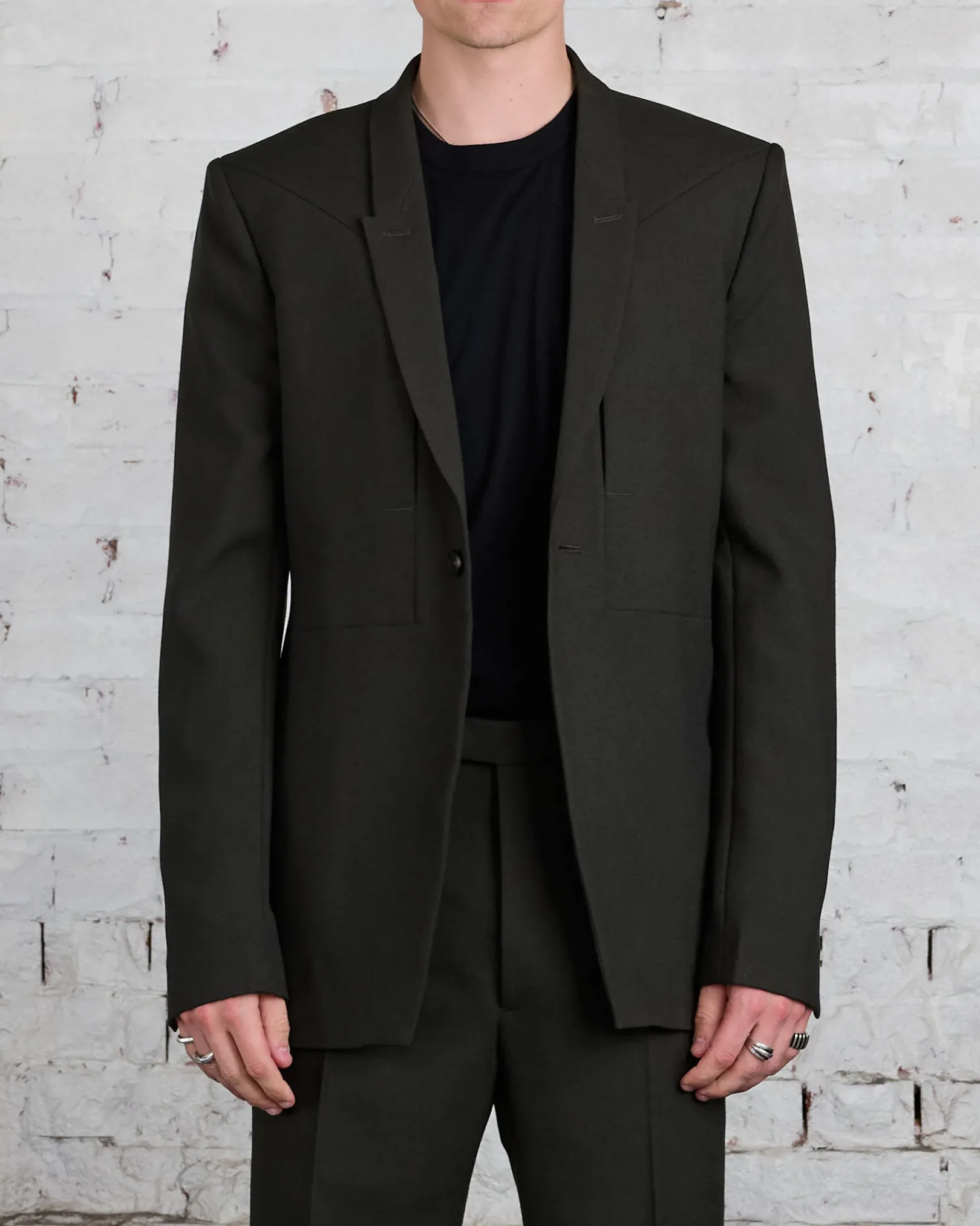 Clearance Rick Owens Fogpocket Soft Soft Blazer WGP Forest