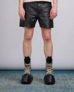 Fashion Rick Owens Geth Cutoff Short Sugar Leather Black