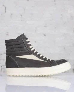 Outlet Rick Owens High Vintage Sneaks LWN Nubuck Dark Dust/Milk