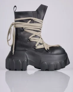 Clearance Rick Owens Mega Laced Megatractor Boot Black Pearl