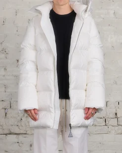 Discount Rick Owens Moncler Hooded Cyclopic Coat Milk
