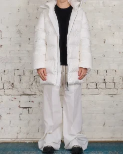 Discount Rick Owens Moncler Hooded Cyclopic Coat Milk