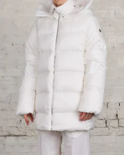 Discount Rick Owens Moncler Hooded Cyclopic Coat Milk