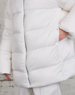 Discount Rick Owens Moncler Hooded Cyclopic Coat Milk