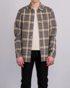 Sale Rick Owens Outershirt Cotton Plaid Grey