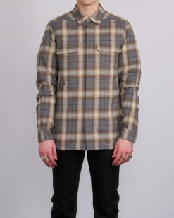 Sale Rick Owens Outershirt Cotton Plaid Grey