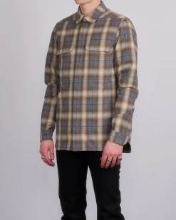 Sale Rick Owens Outershirt Cotton Plaid Grey