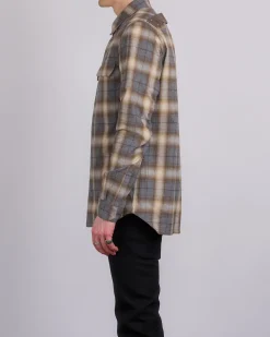 Sale Rick Owens Outershirt Cotton Plaid Grey