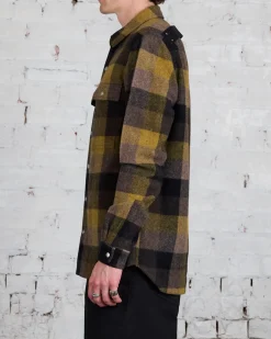 Discount Rick Owens Outershirt Lodenette Wool Honey Plaid