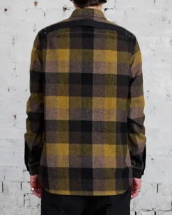 Discount Rick Owens Outershirt Lodenette Wool Honey Plaid