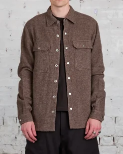 Outlet Rick Owens Outershirt Lodenette Wool Fawn